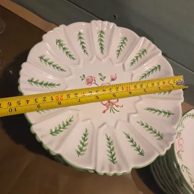 Pink and White Floral Dish Set from Portugal