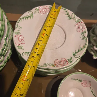 Pink and White Floral Dish Set from Portugal
