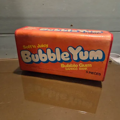 Sale Photo Thumbnail #363: Bubble Yum, Astronaut and globe banks. all have their stoppers. Small Tile Jewelry box