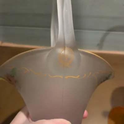 Sale Photo Thumbnail #286: That Amberina Basket has a GORGEOUS Glow! This is old satin, super soft, acid etched for sure.