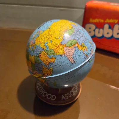 Sale Photo Thumbnail #361: Bubble Yum, Astronaut and globe banks. all have their stoppers. Small Tile Jewelry box