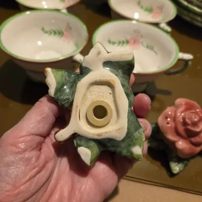 Pink and White Floral Dish Set from Portugal