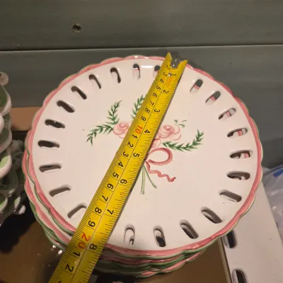 Pink and White Floral Dish Set from Portugal
