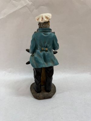 Vintage Nautical Sea Captain Figurine at Ship's Wheel - 12 Inch