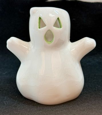 Vintage Iridescent Ceramic Ghost Candle Holder