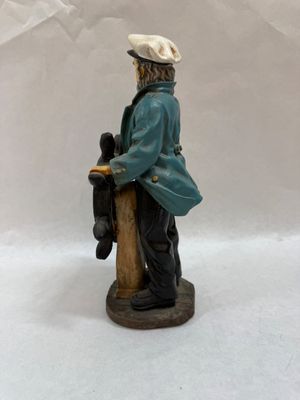 Vintage Nautical Sea Captain Figurine at Ship's Wheel - 12 Inch