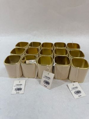 Set of 15 Z Gallerie Manta Ivory & Gold Napkin Rings NWT
