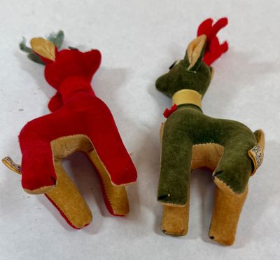 Vintage Japanese Pixie Elf and Plush Reindeer Christmas Figures 3 pc lot