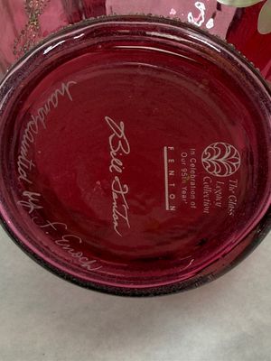 Fenton Handpainted Cranberry Glass Basket Legacy Collection 95th Anniversary