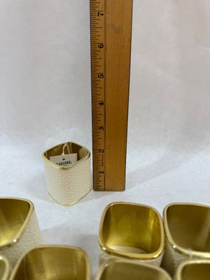 Set of 15 Z Gallerie Manta Ivory & Gold Napkin Rings NWT