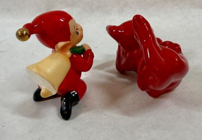 Vintage Ceramic Christmas Pixie Elf Figurines - Pair