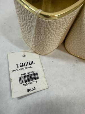 Set of 15 Z Gallerie Manta Ivory & Gold Napkin Rings NWT