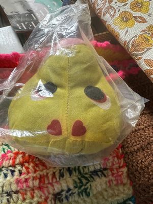 Sale Photo Thumbnail #161: Vintage chartreuse fabric pear plush cushion 