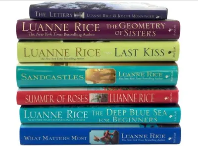 Sale Photo Thumbnail #169: Stack of seven hardcover fiction novels by author Luanne Rice, in good condition with dust jackets.