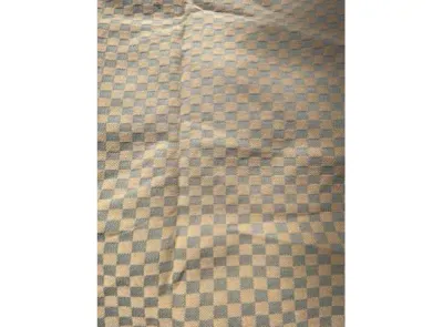 Sale Photo Thumbnail #51: Woven fabric panel featuring a blue and tan checkered geometric pattern.