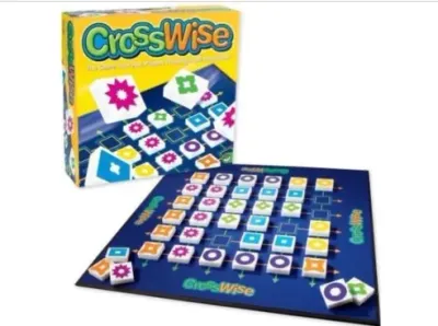 Sale Photo Thumbnail #162: CrossWise strategy board game, complete in original box with game board and colorful patterned tiles.