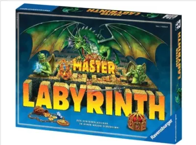 Sale Photo Thumbnail #160: Vintage Ravensburger Master Labyrinth board game in its original box, featuring fantasy artwork with a dragon and goblins.
