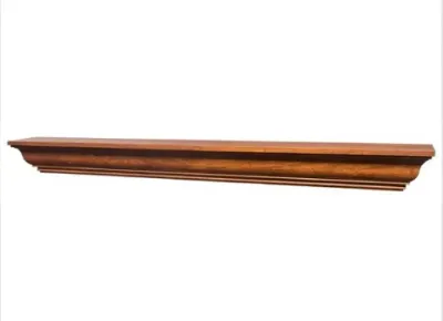 Sale Photo Thumbnail #181: Traditional wooden mantel shelf in a rich cherry or mahogany finish, featuring classic crown molding detail.