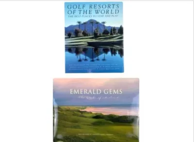 Sale Photo Thumbnail #166: Pair of hardcover golf books, including Golf Resorts of the World and Emerald Gems: The Links of Ireland, in good condition with dust jackets.