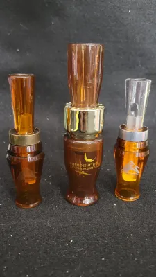 Trio of acrylic duck calls, including a Waterfowler.com Gold Sponsor call and two Southern Flyway calls.