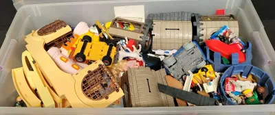 MYSTERY BIN OF PLASTIC TOYS