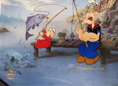 POPEYE HAND PAINTED ANIMATION CELL "THE BIG ONE" BY MYRON WALDMAN