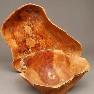 HAND-CARVED WOOD BOWL AND PLATTER