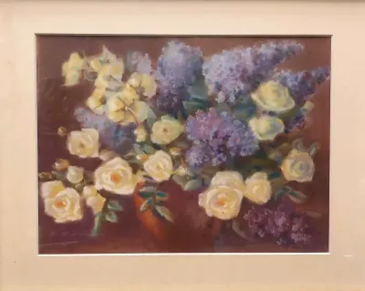 PURPLE FLORAL STILL LIFE BY OIVA HIETANIEMI 