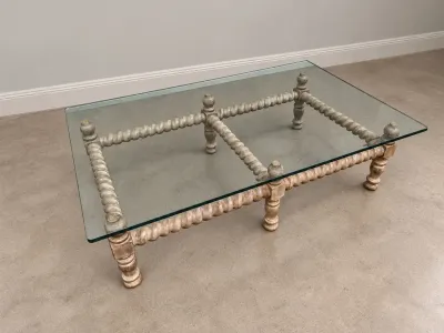 Glass Top Coffee Table With Wood Base