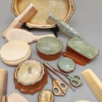 VINTAGE VANITY SETS CELLULOID AND BAKELITE