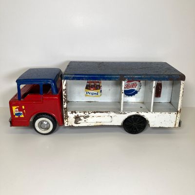 LOT 83: Vintage Toys - Metal Pepsi Delivery Truck with Radio Flyer Tricycle