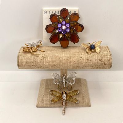 LOT 7: Collection of Brooch / Pins - Butterflies, Dragonflies Including 925 and Brown and Purple Flower