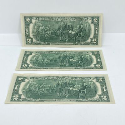 LOT 519: Vintage Collection - Three Series 1976 Two Dollar Bills / Paper Money with Consecutive Serial Number, Penny / Nickel Coin...