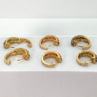 LOT 31: Three Pair of Technibond 925 and Stone Pierced Earrings in Original Box - 14.0 GTW