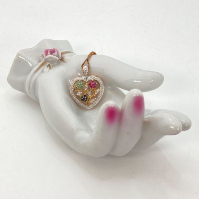 LOT 75: Sterling Heart Gemstone Pendant Necklace with Italy Box Chain - 5.5 GTW, 18"