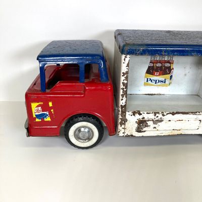 LOT 83: Vintage Toys - Metal Pepsi Delivery Truck with Radio Flyer Tricycle