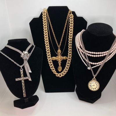LOT 38: Large Collection of Jewelry - Designer and More - Sakata Swiss Made Pendant Watch, Art Cross, Whiting & Davis, Gold Filled...