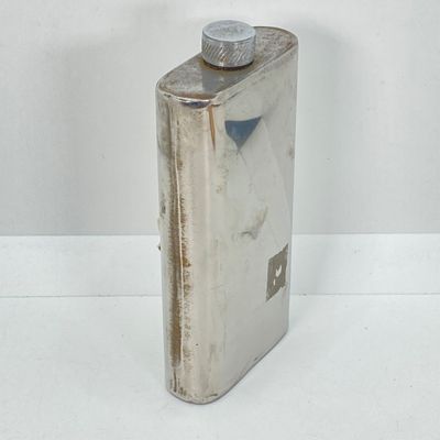 LOT 87: Vintage Bar Collection - Small Whiskey Sour Tray, Flask and Bottle Stoppers