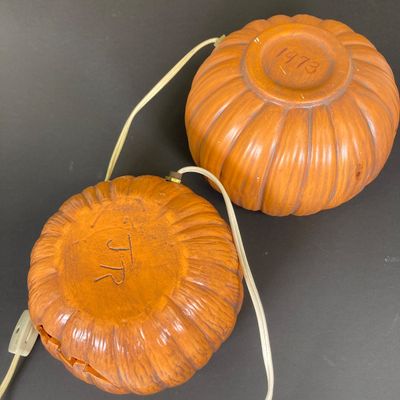 LOT 29: Vintage Holiday Decor - Napcoware Japan Figurines, Lefton Choir Boy Figurines, Ceramic Pumpkin and Pair of Lighted Pumpkins