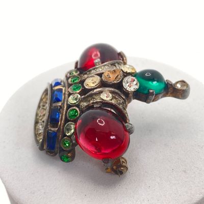 LOT 6: Vintage Trifari Alfred Philippe Crown Cabochon Brooch Pin - 13.0 GTW