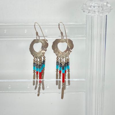 LOT 49: Sterling Silver Jewelry - Turquoise Earrings 13.5 GTW and Three Bracelets TW 3.5g, 7.5"