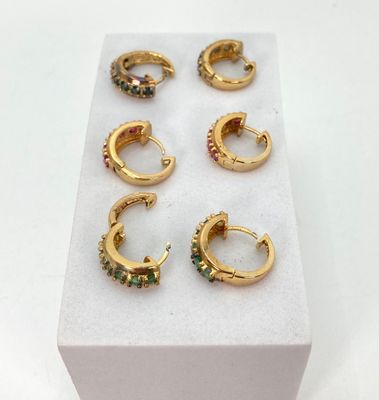 LOT 31: Three Pair of Technibond 925 and Stone Pierced Earrings in Original Box - 14.0 GTW