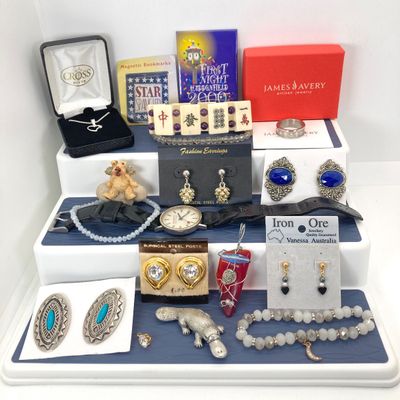 LOT 1: Assorted Jewelry - Swiss Made Mondaine EcoQuartz Watch, Pierced Earrings, Stainless Steel Ring, Bracelets and More