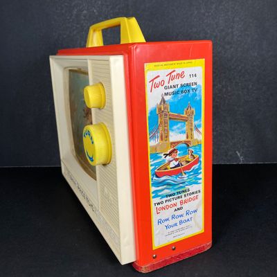 LOT 536: Vintage Fisher Price Educational / Toys - School Days Desk and Music Box TV
