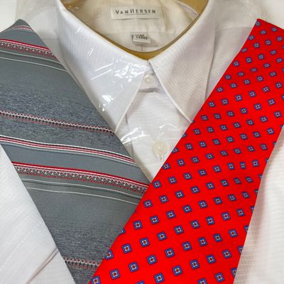 LOT 76: Men's Dress Shirts (Structure, Van Heusen, Architect) and Ties (Stafford, Ketch, Blair, Croft&Barrow) - Size M & L...