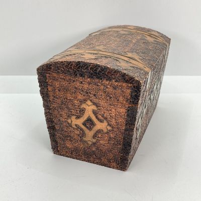 LOT 520: Vintage Carved Wood / Horn Collection - Poland Jewelry / Trinket Box, Panther and Catch All / Plate