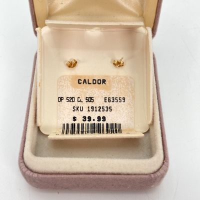 LOT 45: Gold Peridot / August Birthstone Pierced Earrings - 14KT, 0.3 GTW