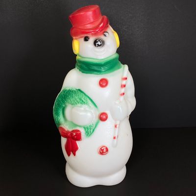 LOT 80: Small Vintage Empire Plastic Corp 1968 Blow Mold Light Up Snowman