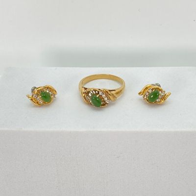 LOT 40: Vintage Gold Tone Jewelry - Gold Filled Screw-back Earrings, Roma Brooch Pin, Ring with Matching Earrings and Two Tone Leaf...