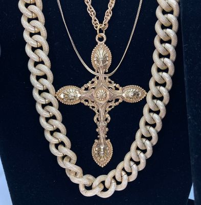 LOT 38: Large Collection of Jewelry - Designer and More - Sakata Swiss Made Pendant Watch, Art Cross, Whiting & Davis, Gold Filled...